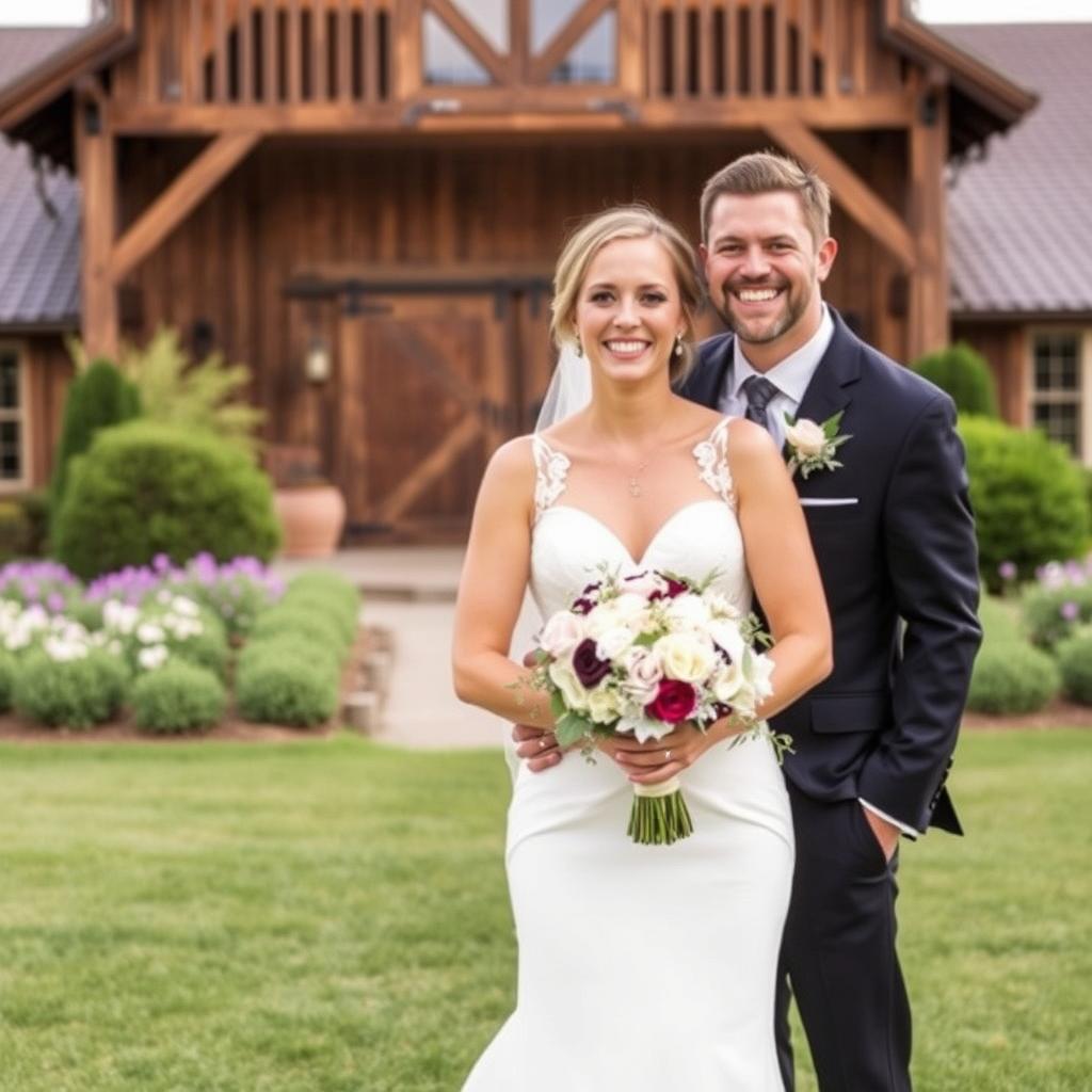 Happy bride and groom at The Grove at Defoor Farm wedding venue
